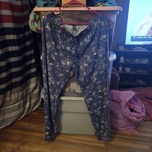 XOXO Navy Pajama Pants with Cream Floral Design